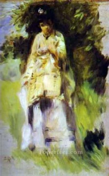 ピエール=オーギュスト・ルノワール Painting - 木のそばに立つ女性 ピエール・オーギュスト・ルノワール